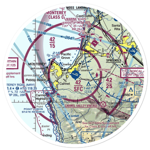 Monterey Peninsula Airport (MRY) VFR Sectional Sticker (30 mile)