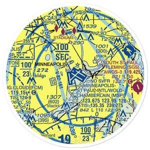 Minneapolis-St Paul International/Wold-Chamberlain Airport (MSP) VFR Sectional Sticker (20 mile)