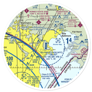 Selfridge Air National Guard Base Airport (MTC) VFR Sectional Sticker (30 mile)