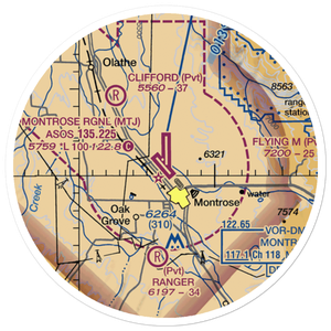 Montrose Regional Airport (MTJ) VFR Sectional Sticker (20 mile)