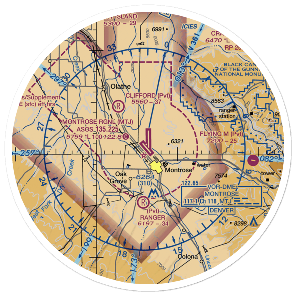 Montrose Regional Airport (MTJ) VFR Sectional Sticker (30 mile) 