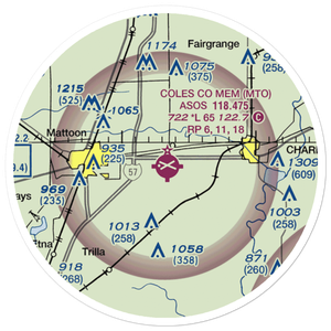 Coles County Memorial Airport (MTO) VFR Sectional Sticker (20 mile)