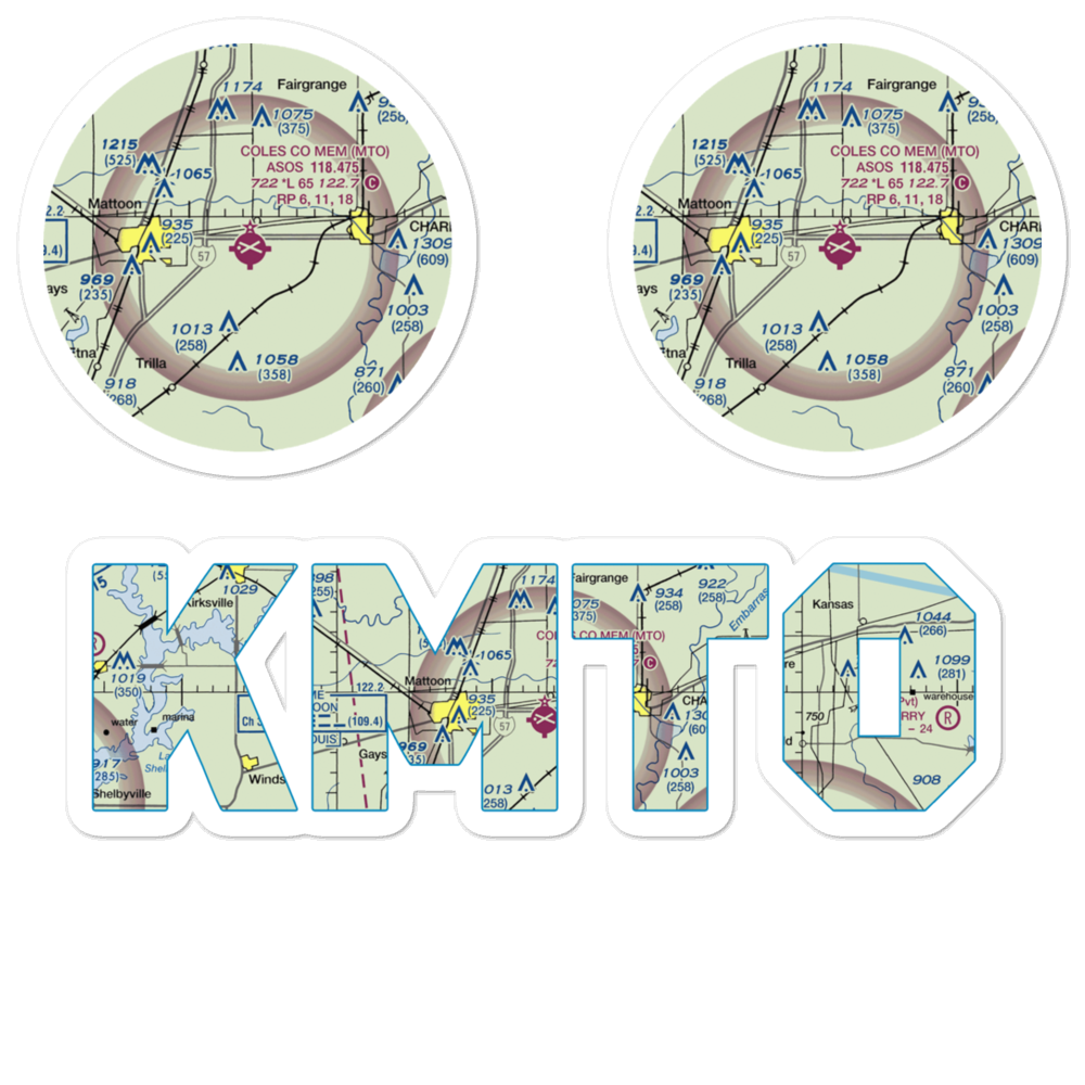 Coles County Memorial Airport (MTO) VFR Sectional Sticker Pack 