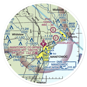 Manitowoc County Airport (MTW) VFR Sectional Sticker (20 mile)