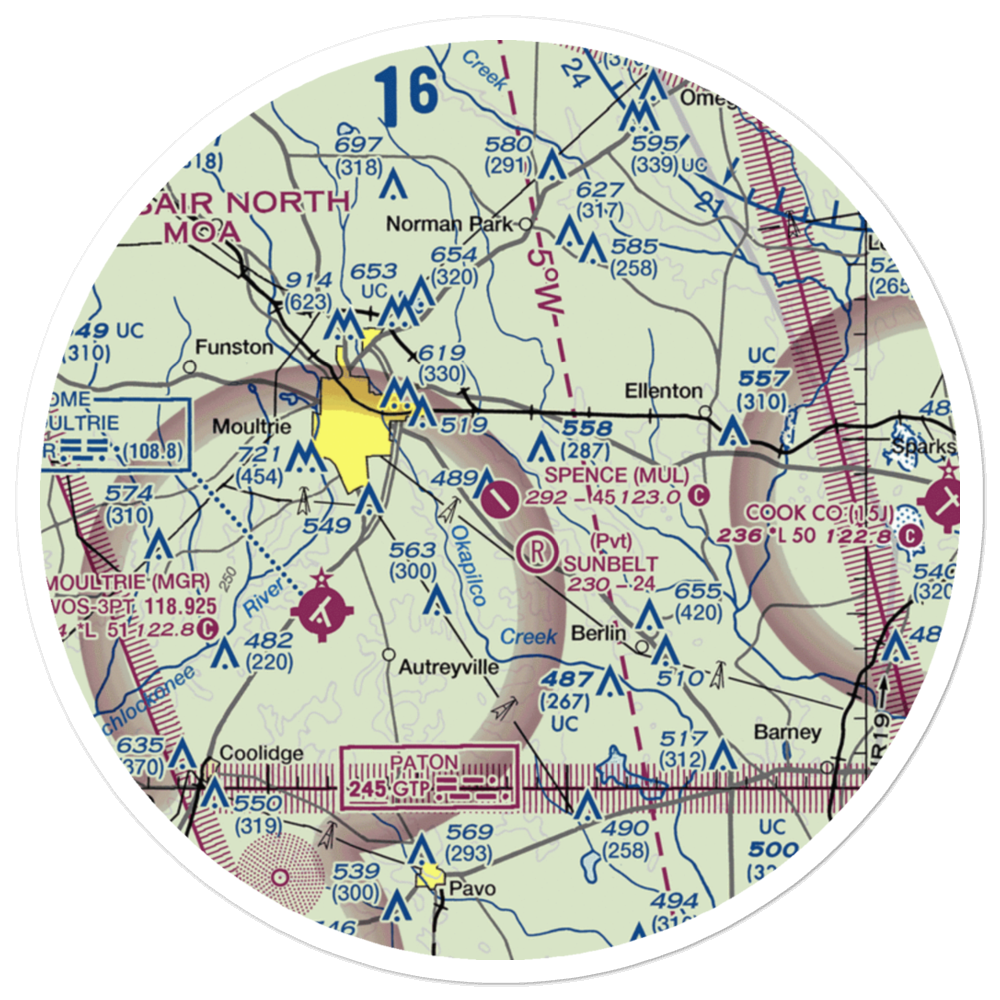 Spence Airport (MUL) VFR Sectional Sticker (30 mile) 