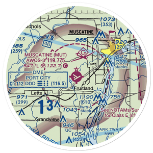 Muscatine Municipal Airport (MUT) VFR Sectional Sticker (20 mile)