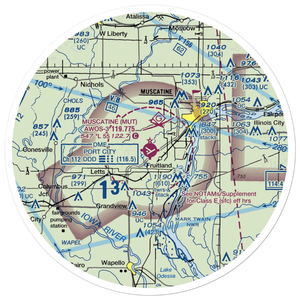 Muscatine Municipal Airport (MUT) VFR Sectional Sticker (30 mile)