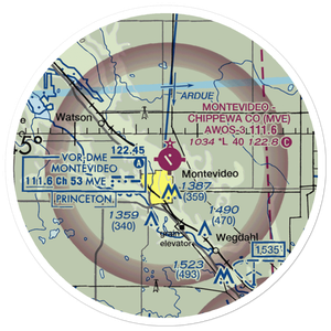 Montevideo Chippewa County Airport (MVE) VFR Sectional Sticker (20 mile)
