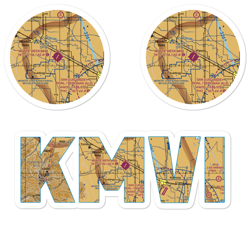 Monte Vista Municipal Airport (MVI) VFR Sectional Sticker Pack 