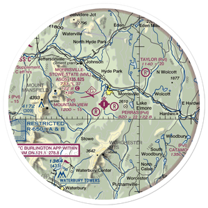 Morrisville Stowe State Airport (MVL) VFR Sectional Sticker (30 mile)