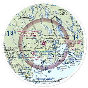 Machias Valley Airport (MVM) VFR Sectional Sticker (30 mile)