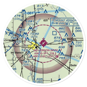 Mt. Vernon Outland Airport (MVN) VFR Sectional Sticker (20 mile)