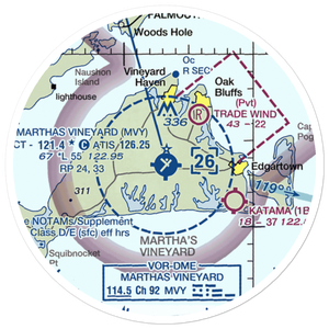 Martha's Vineyard Airport (MVY) VFR Sectional Sticker (20 mile)