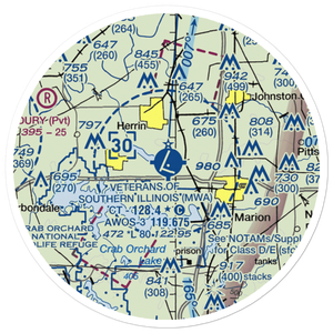 Williamson County Regional Airport (MWA) VFR Sectional Sticker (20 mile)