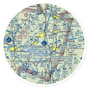 Williamson County Regional Airport (MWA) VFR Sectional Sticker (30 mile)