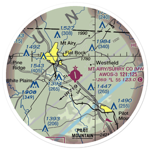 Mount Airy Surry County Airport (MWK) VFR Sectional Sticker (20 mile)