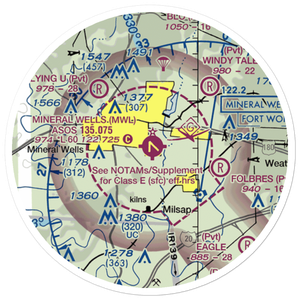 Mineral Wells Airport (MWL) VFR Sectional Sticker (20 mile)