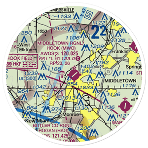 Middletown Regional Airport (MWO) VFR Sectional Sticker (20 mile)