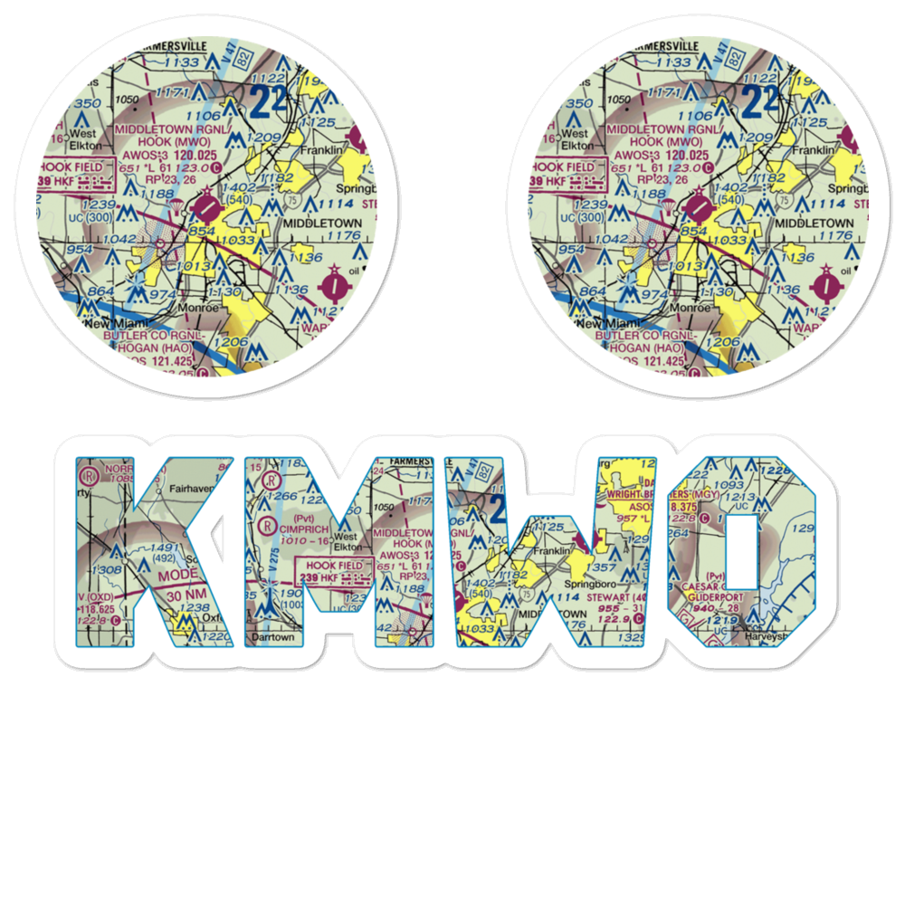 Middletown Regional Airport (MWO) VFR Sectional Sticker Pack 