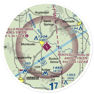 Monticello Regional Airport (MXO) VFR Sectional Sticker (20 mile)