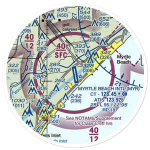 Myrtle Beach International Airport (MYR) VFR Sectional Sticker (20 mile)