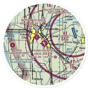 Yuba County Airport (MYV) VFR Sectional Sticker (20 mile)