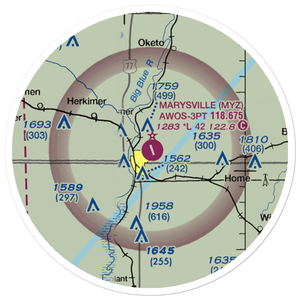 Marysville Municipal Airport (MYZ) VFR Sectional Sticker (20 mile)