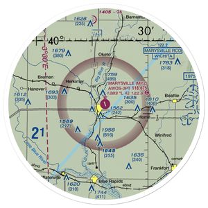 Marysville Municipal Airport (MYZ) VFR Sectional Sticker (30 mile)