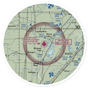 Moose Lake Carlton County Airport (MZH) VFR Sectional Sticker (30 mile)