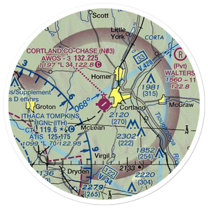 Cortland County Chase Field (N03) VFR Sectional Sticker (20 mile)