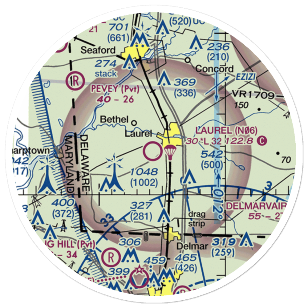 Laurel Airport (N06) VFR Sectional Sticker (20 mile) 