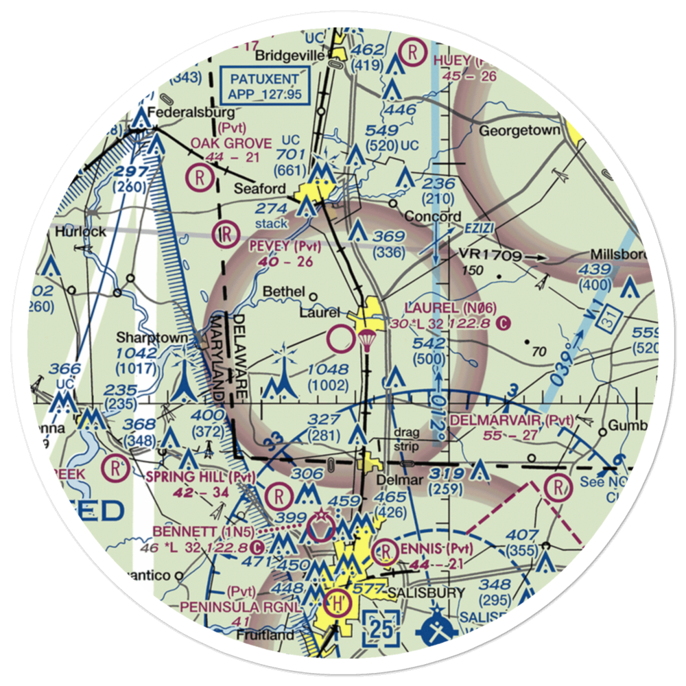 Laurel Airport (N06) VFR Sectional Sticker (30 mile) 