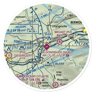 Bloomsburg Municipal Airport (N13) VFR Sectional Sticker (20 mile)
