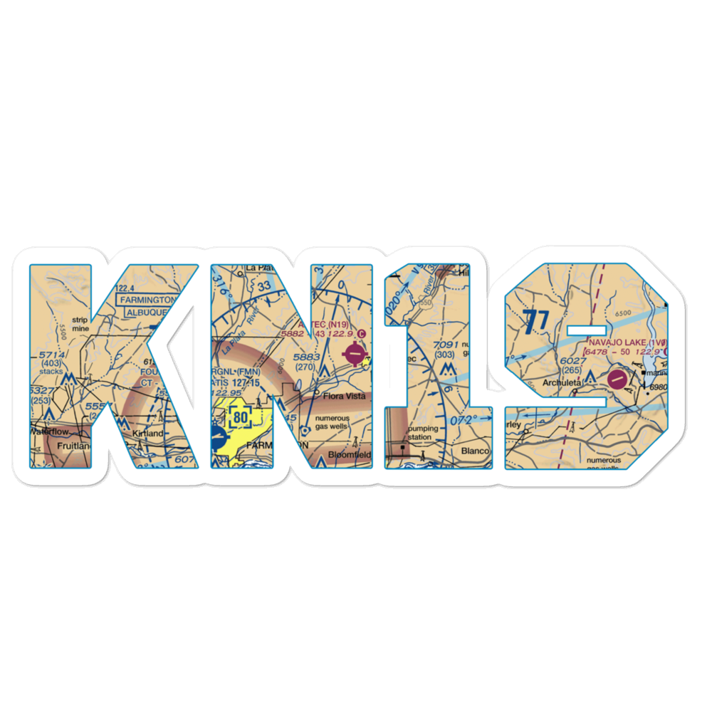 Aztec Municipal Airport (N19) VFR Sectional Sticker 