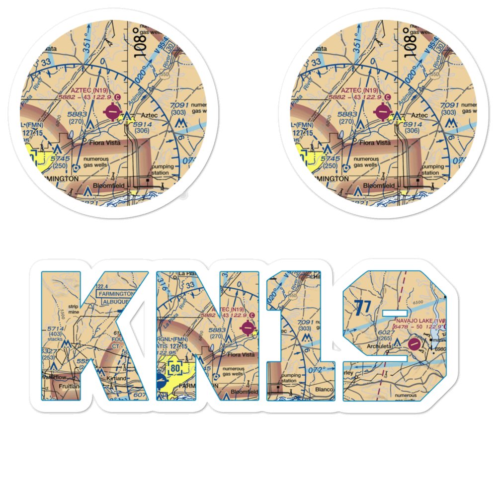 Aztec Municipal Airport (N19) VFR Sectional Sticker Pack 