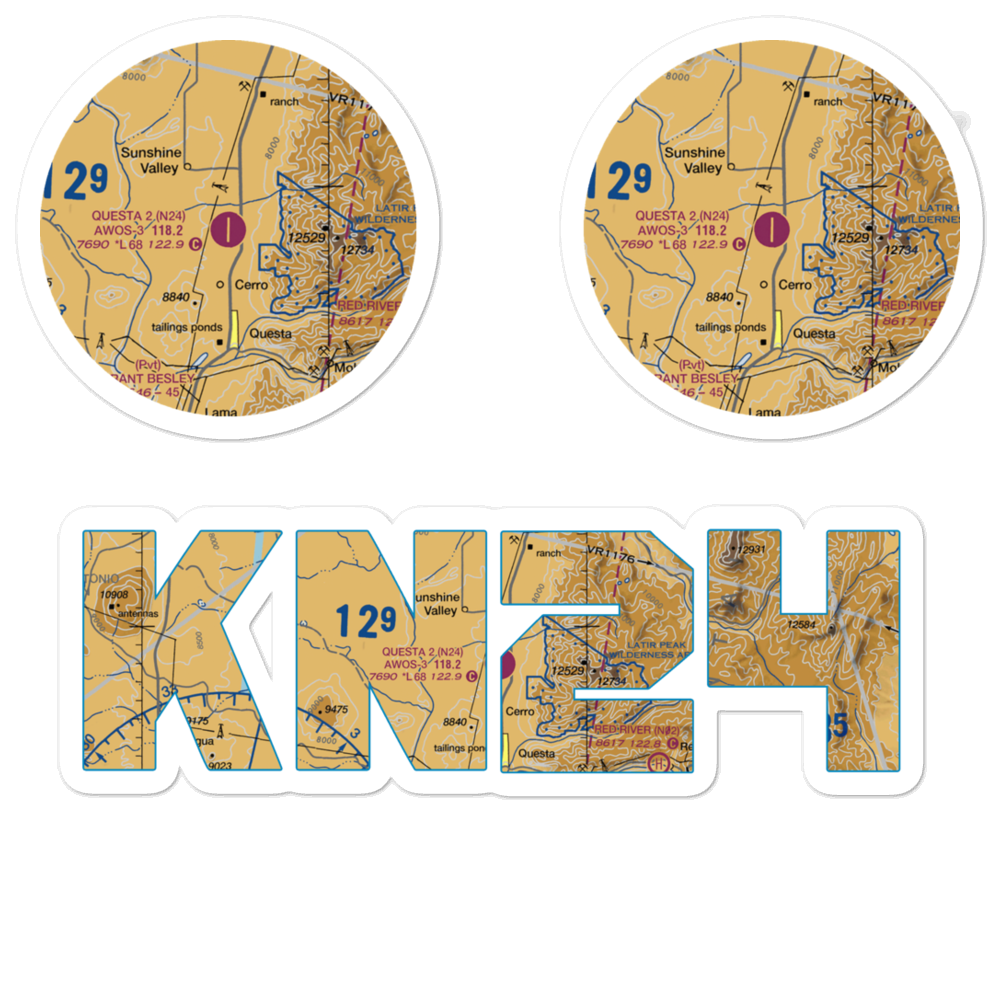 Questa Municipal Nr 2 Airport (N24) VFR Sectional Sticker Pack 