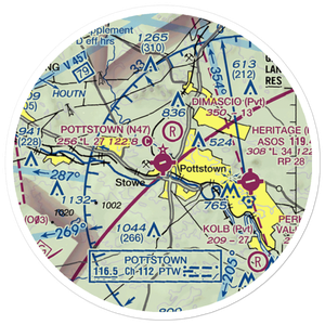 Pottstown Municipal Airport (N47) VFR Sectional Sticker (20 mile)