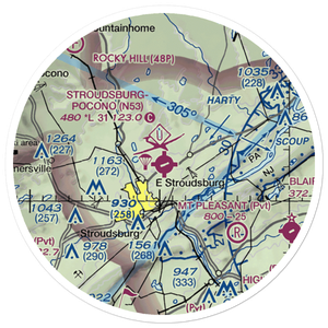 Stroudsburg Pocono Airport (N53) VFR Sectional Sticker (20 mile)