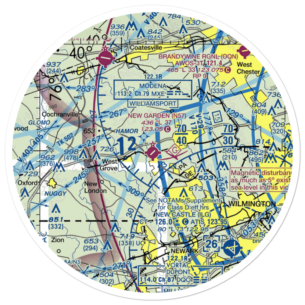 New Garden Airport (N57) VFR Sectional Sticker (30 mile) 