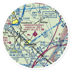 Hammonton Municipal Airport (N81) VFR Sectional Sticker (20 mile)