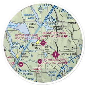 Boyne City Municipal Airport (N98) VFR Sectional Sticker (20 mile)
