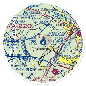 Lakehurst Maxfield Field Airport (NEL) VFR Sectional Sticker (20 mile)