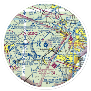 Lakehurst Maxfield Field Airport (NEL) VFR Sectional Sticker (30 mile)