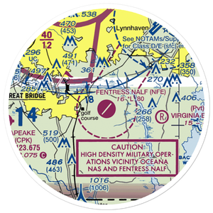 Fentress Naval Auxiliary Landing Field (NFE) VFR Sectional Sticker (20 mile)