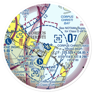 Corpus Christi Naval Air Station/Truax Field (NGP) VFR Sectional Sticker (20 mile)