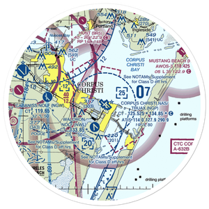 Corpus Christi Naval Air Station/Truax Field (NGP) VFR Sectional Sticker (30 mile)