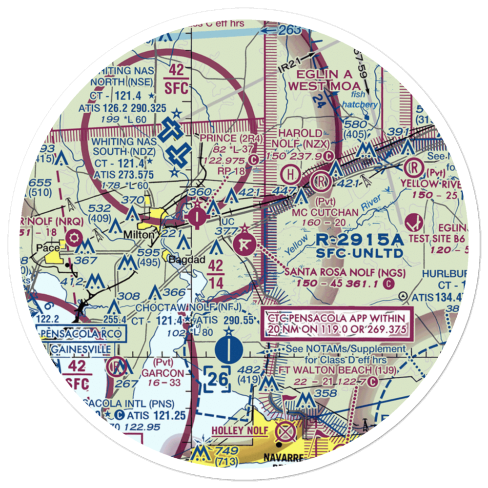 Santa Rosa Nolf Airport (NGS) VFR Sectional Sticker (30 mile) 
