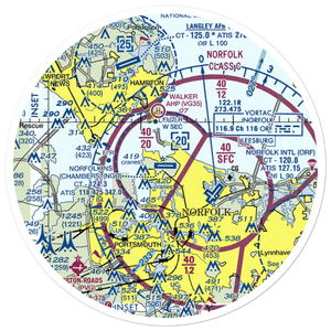 Norfolk Naval Station (Chambers Field) (NGU) VFR Sectional Sticker (30 mile)