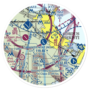 Cabaniss Field Nolf Airport (NGW) VFR Sectional Sticker (20 mile)