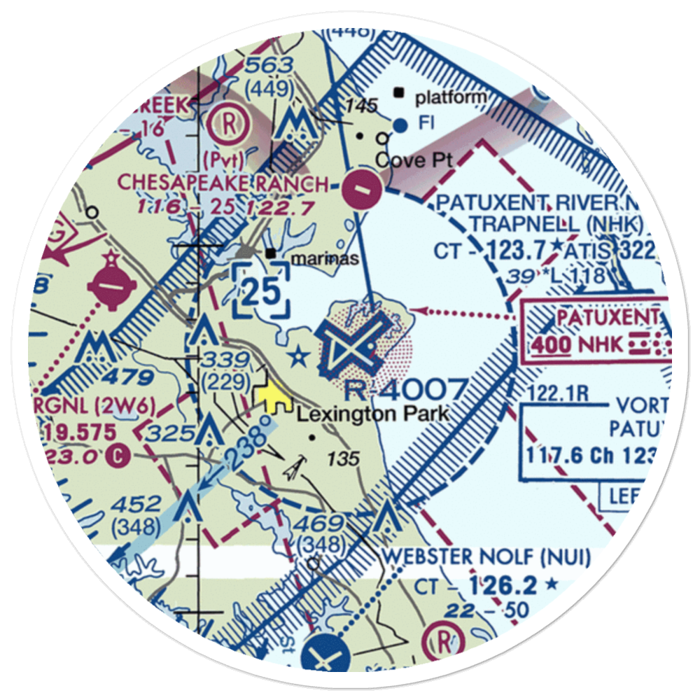 Patuxent River Naval Air Station (Trapnell Field) (NHK) VFR Sectional Sticker (20 mile) 